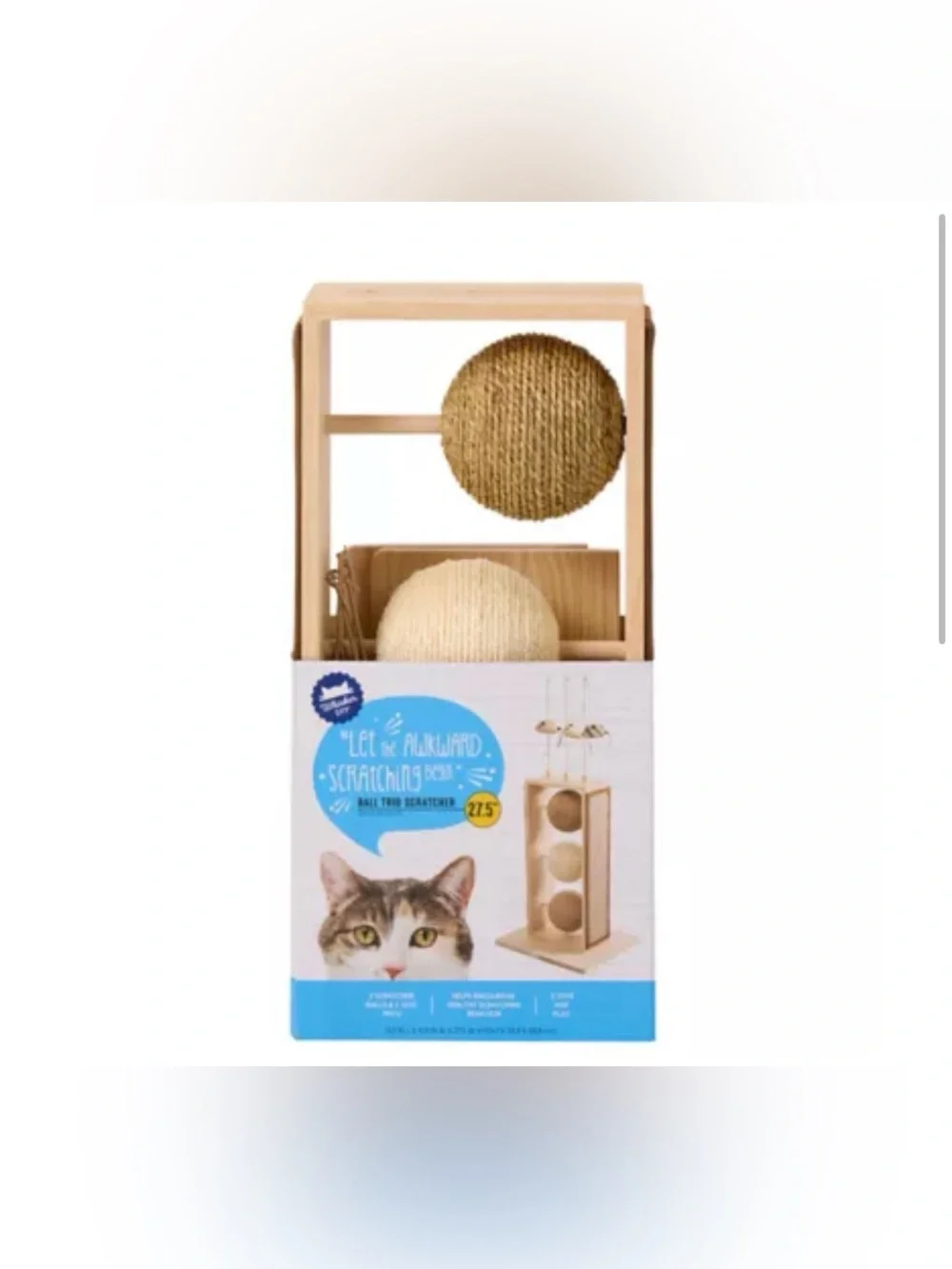 Whisker City 27.5-in Ball & Mouse Toy Cat Scratcher Post, Jute, Sisal, Seagrass